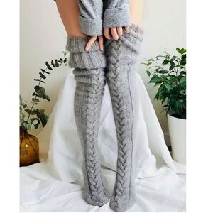 Gray Cozy Knee High Socks